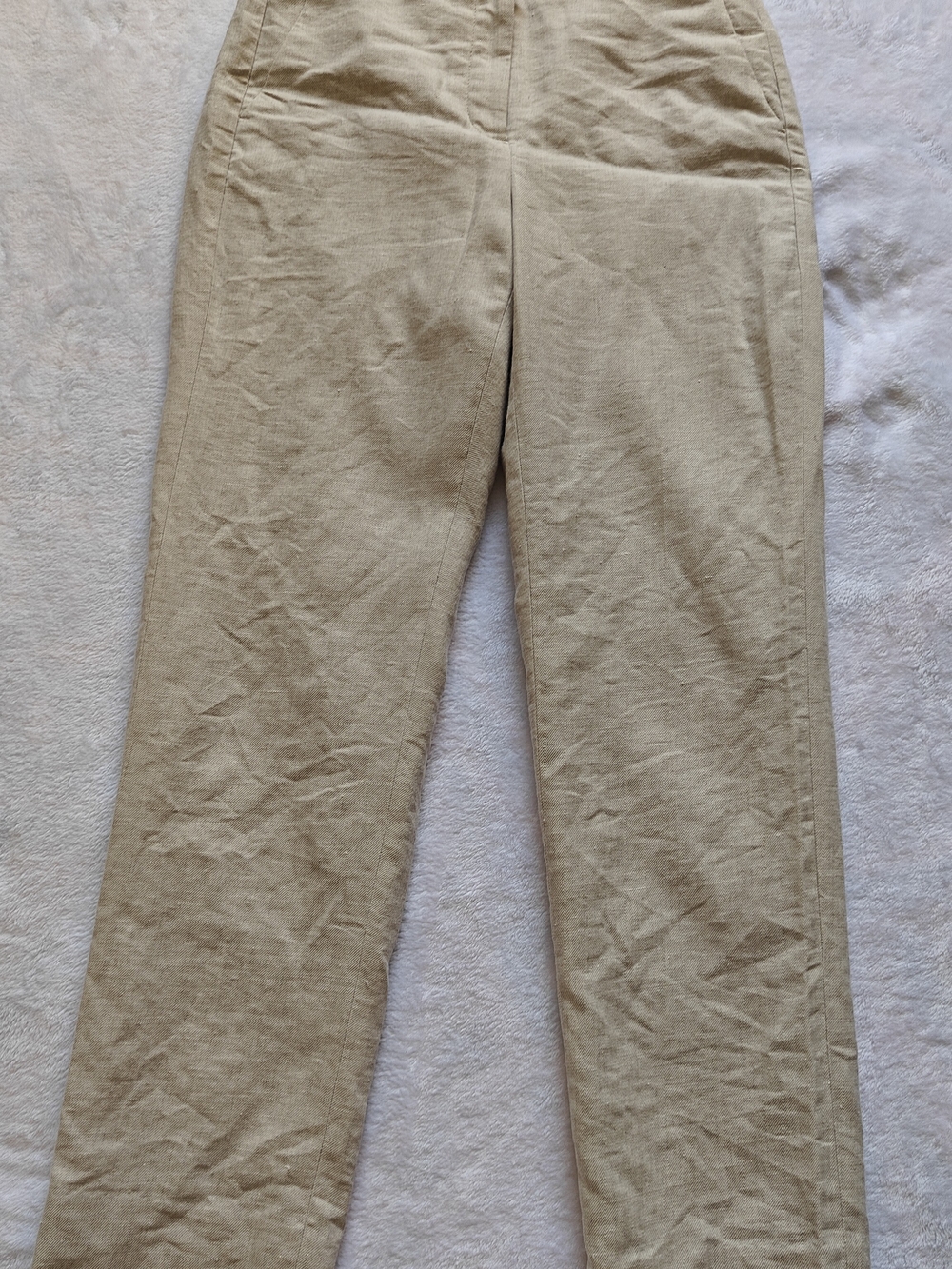 J.CREW Women’s Beige Linen Blend Twill Flat Front Straight Pants Size 4T
